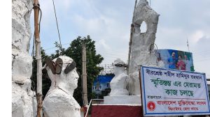 ঝিনাইদহে বীরশ্রেষ্ঠ হামিদুর রহমানের ভাস্কর্যে ভাঙচুর ।